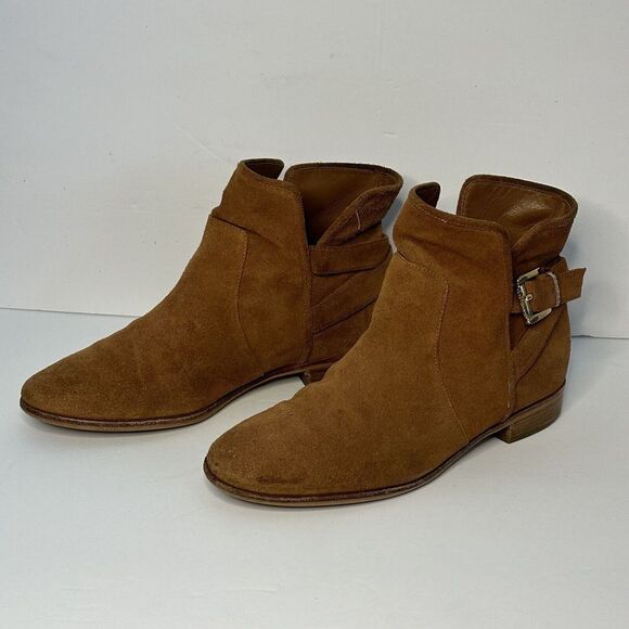MICHAEL KORS Luggage Brown Suede Leather SALEM Ankle Bootie Boots 8.5 - Picture 5 of 10